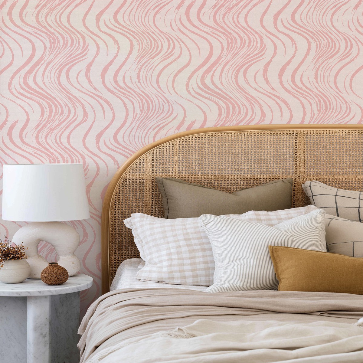 Blush Current in Pink Wallpaper