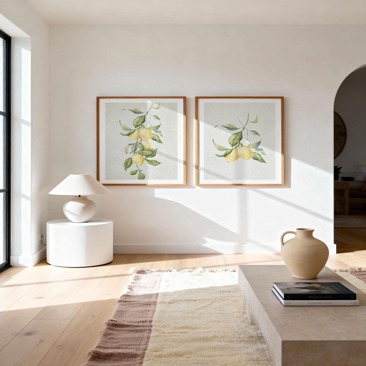 Lemon on Linen II III Art Print Set of 2 Matching Wall Art