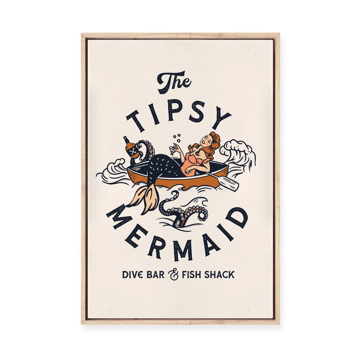 Tipsy Mermaid Framed Canvas