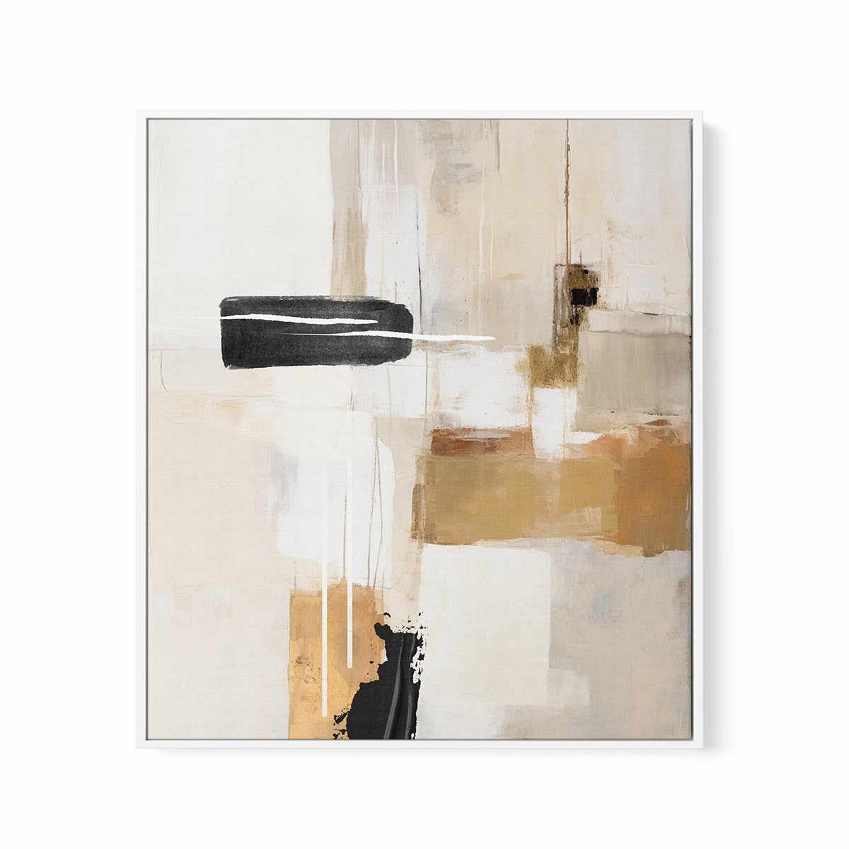 Abstract In Beige 1 By Sally Ann Moss Framed Canvas Art Print