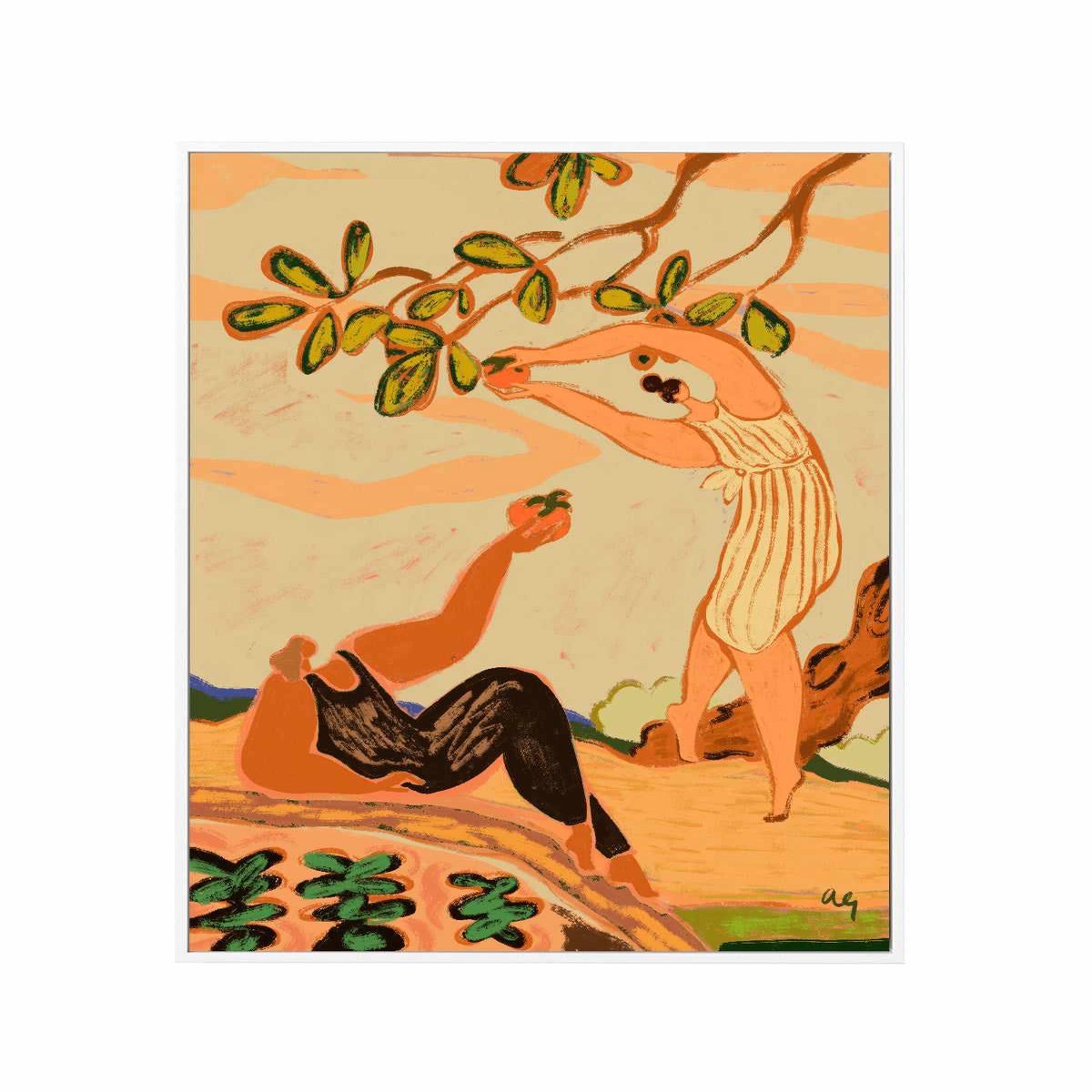 A Pair of Persimmons by Arty Guava Framed Canvas Art Print