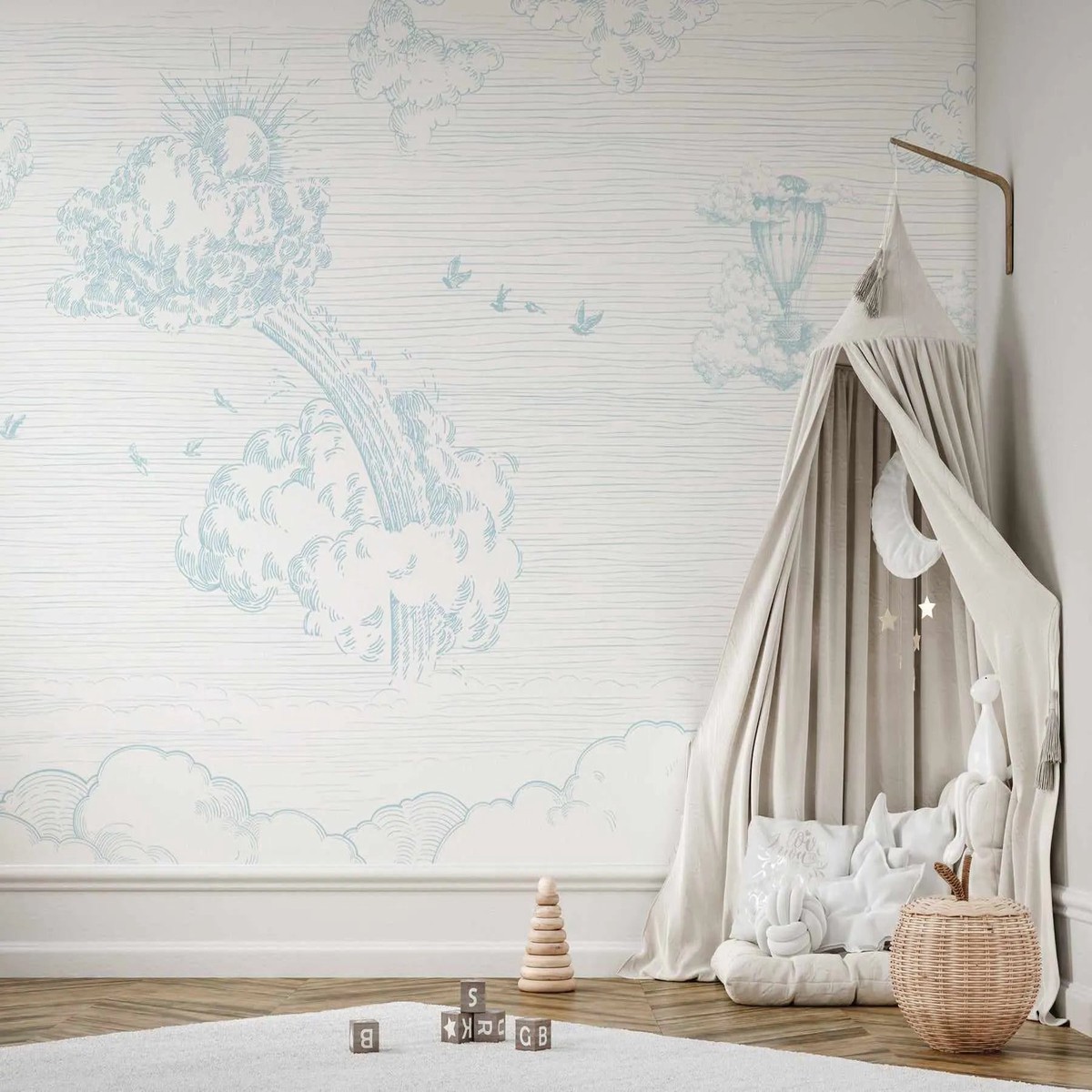 Vintage Sky In Powder Blue Wallpaper Mural