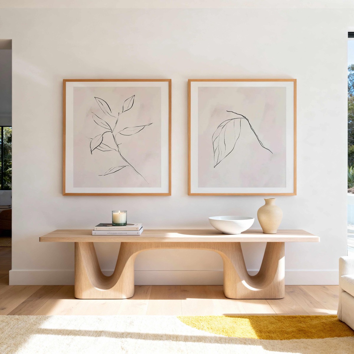 Le Jardin in Charcoal I II Art Print Set of 2 Matching Wall Art