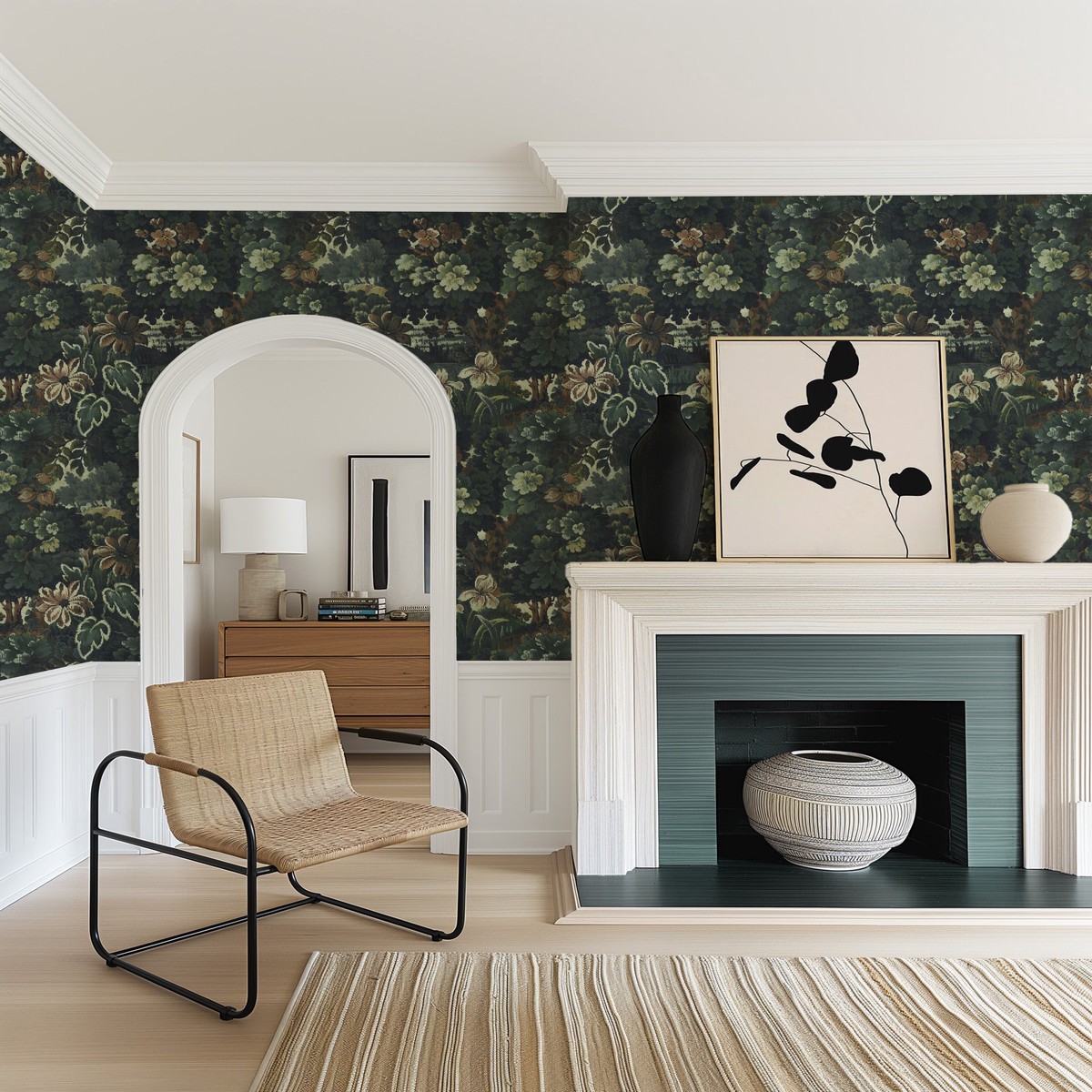 Vintage Tapestry Botanica in Emerald Green Wallpaper