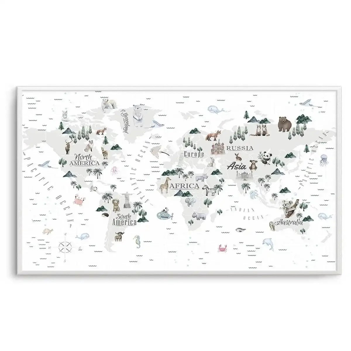 World Map Wilderness Art Print