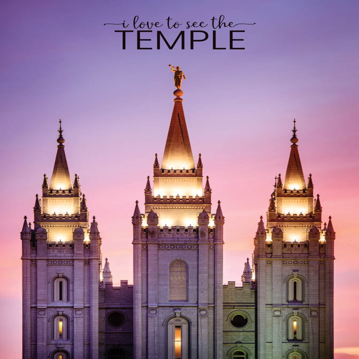 Salt Lake Temple - Pink Spires 12x18 repositionable poster