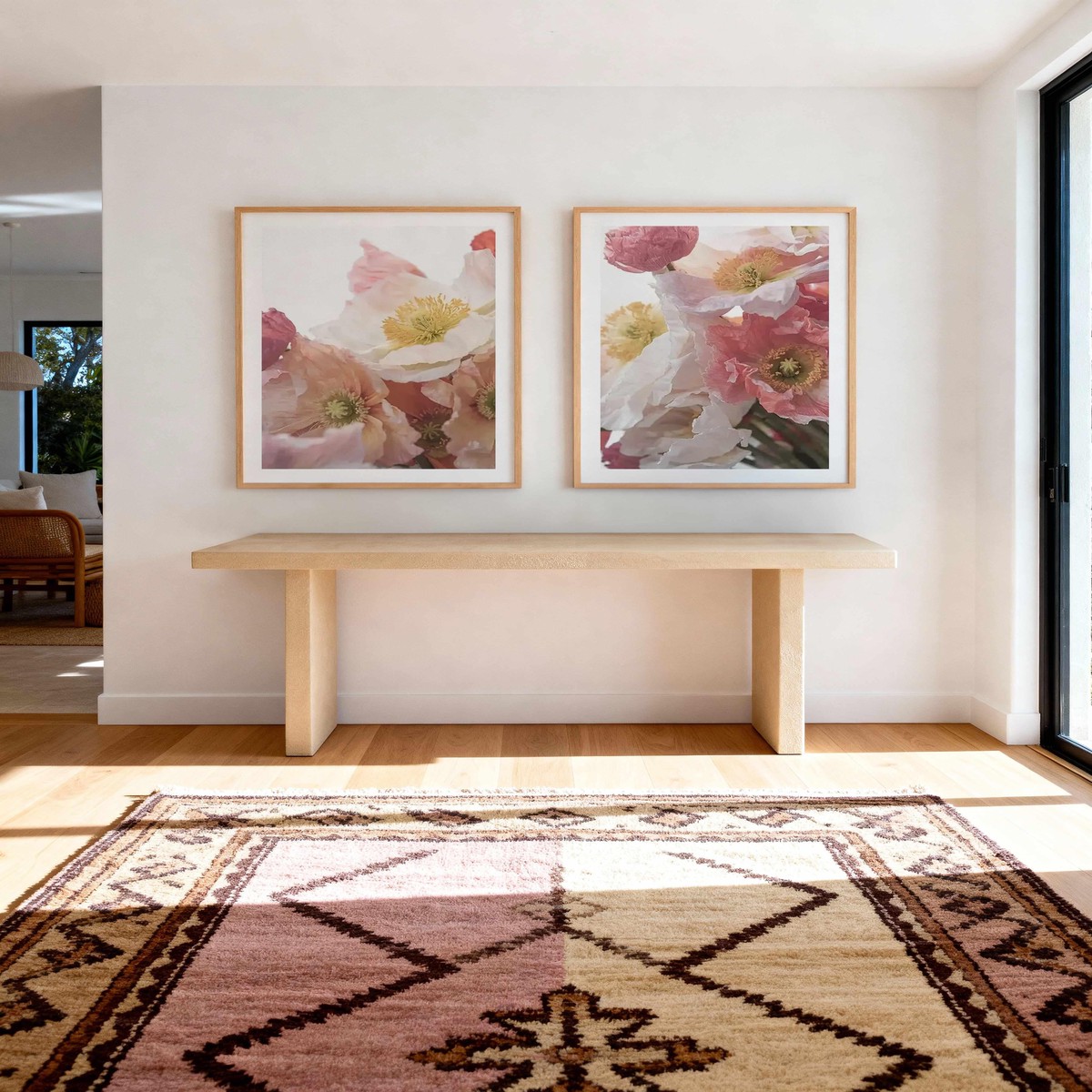 Luxe Poppy I II Art Print Set of 2 Matching Wall Art