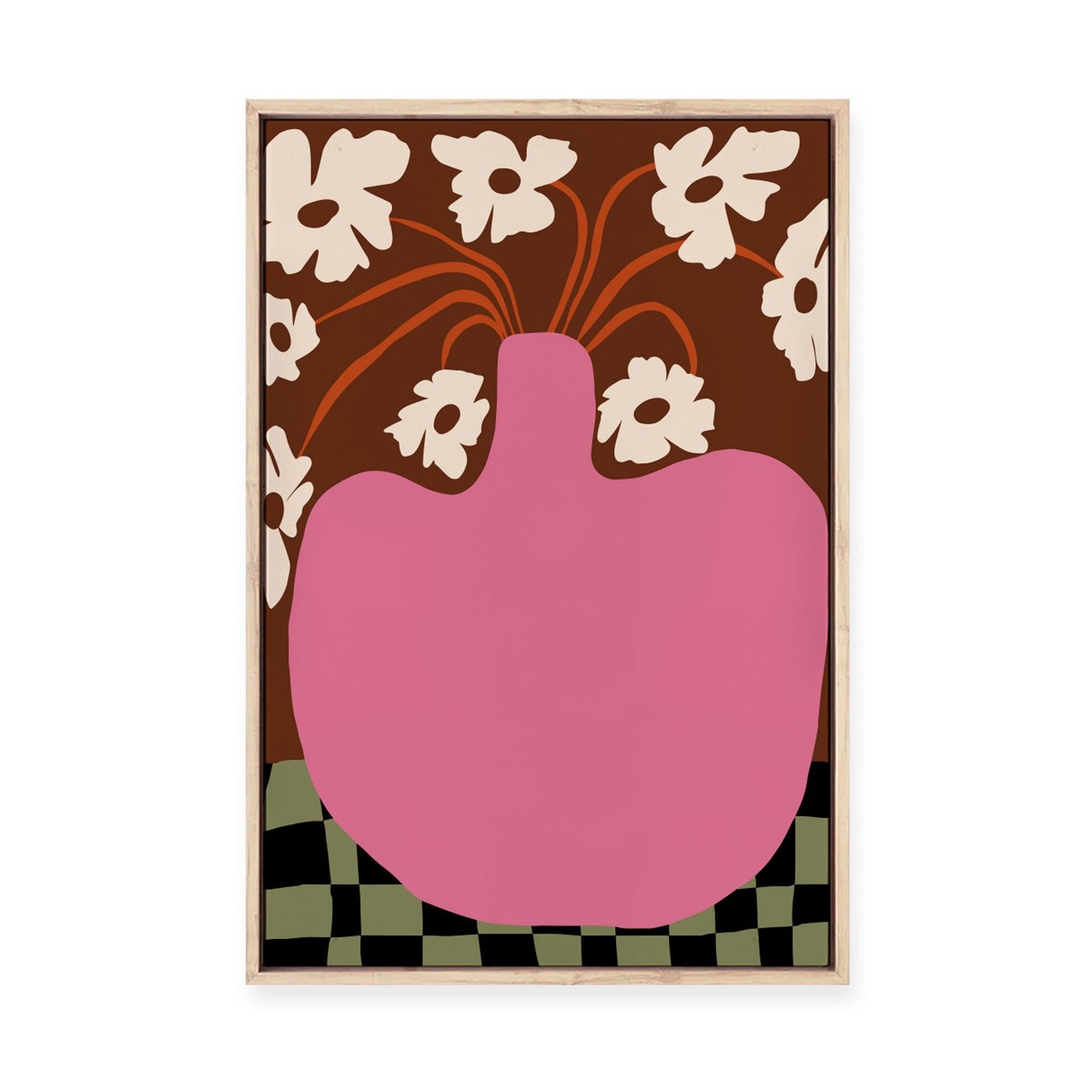 Big Pot with Flower Framed Canvas