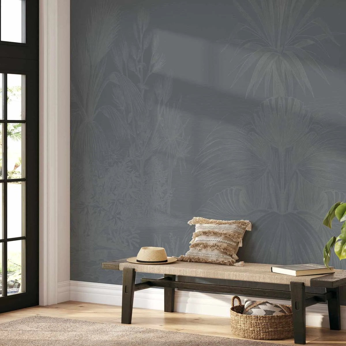 Vintage Tropics in Steel Wallpaper Mural