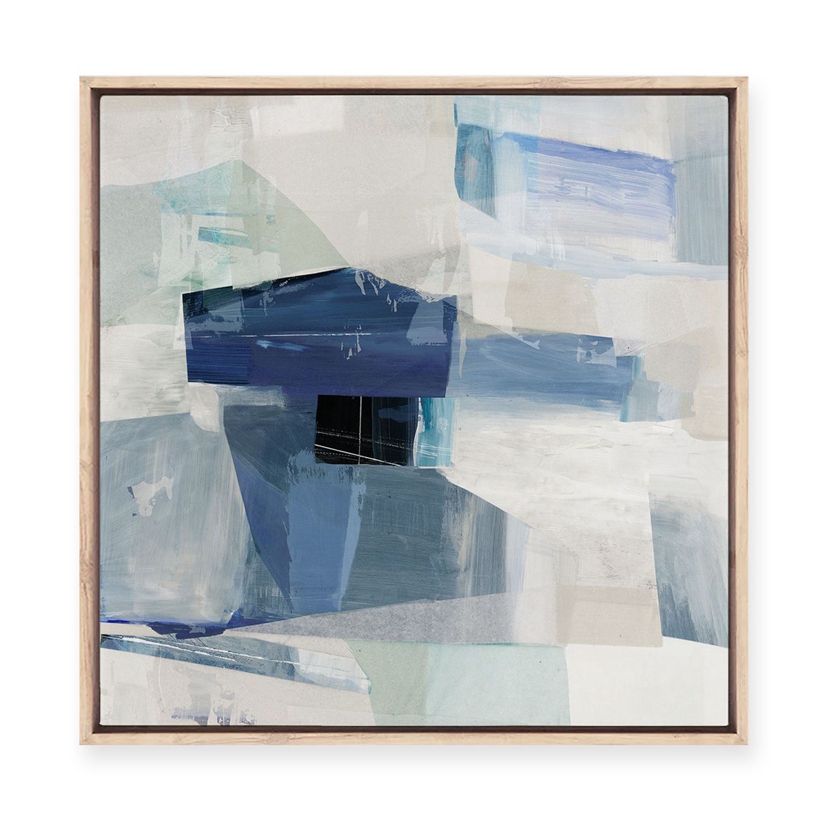 Blue Dimension II Framed Canvas