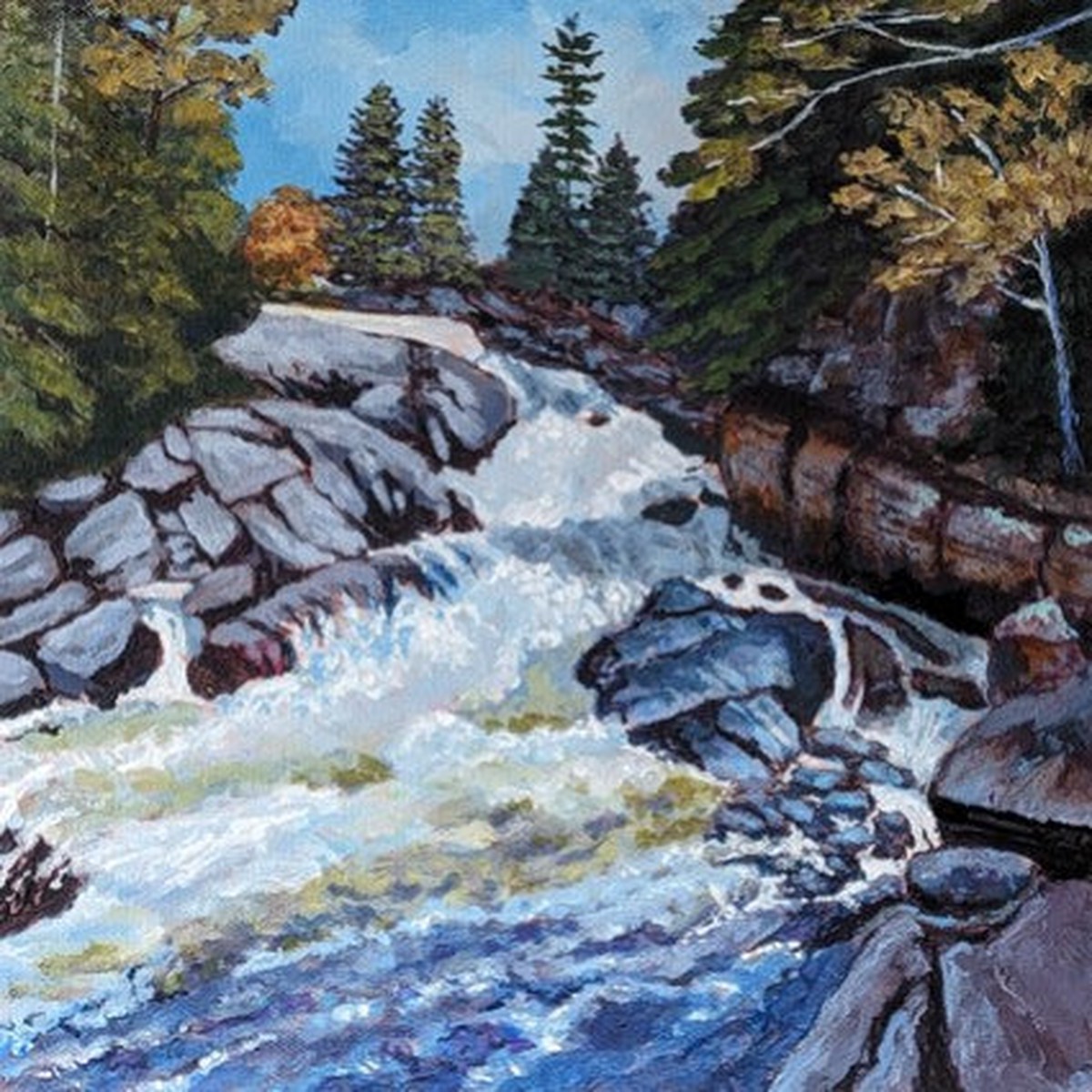 Ragged Falls - original painting by Rosalyn Insley