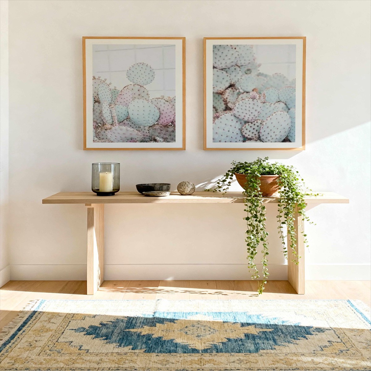 Pastel Cactus I II Art Print Set of 2 Matching Wall Art