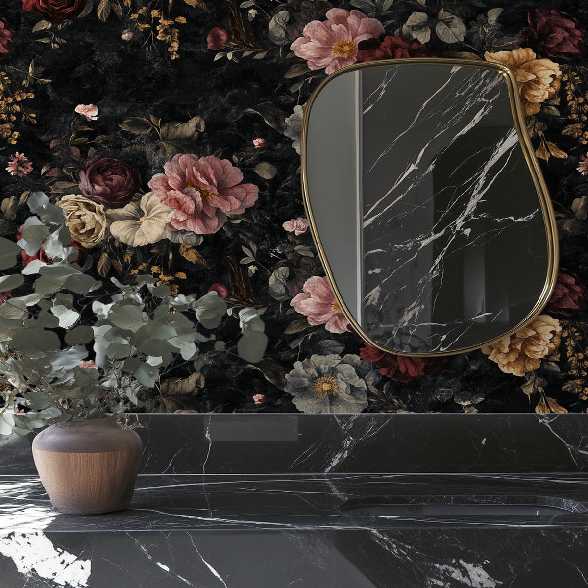 Black Floral No II Wallpaper