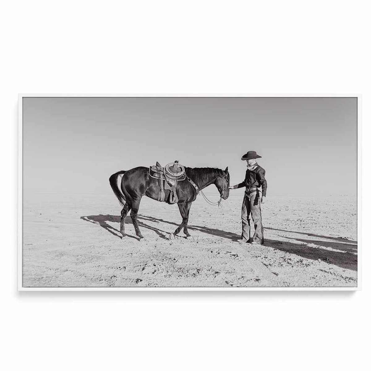 A Cowboy and His Horse by Rylee Olsen Framed Canvas Art Print