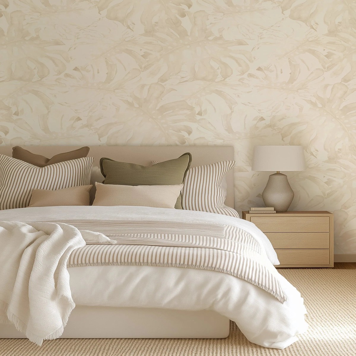 Beige Monstera Wallpaper