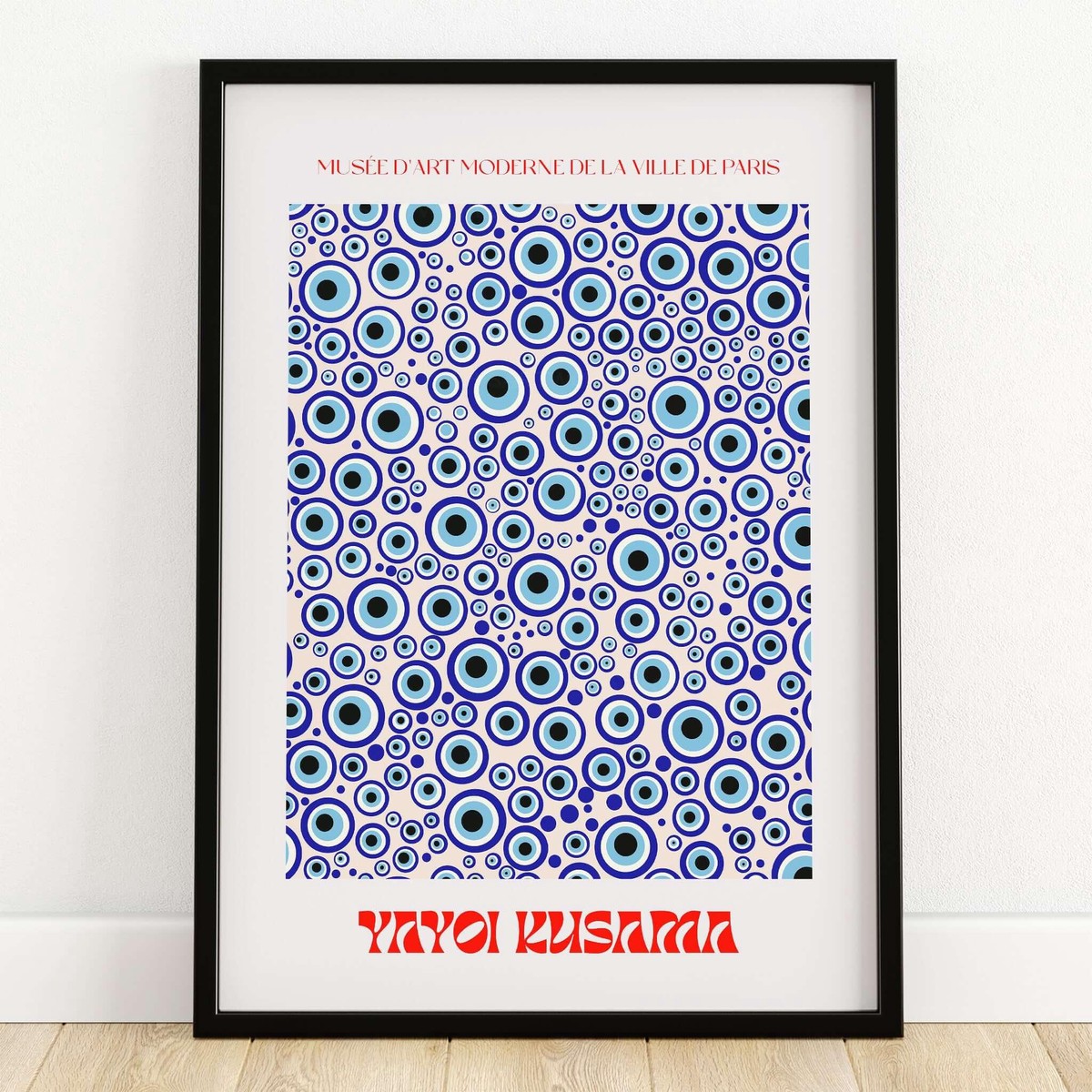 Yayoi Kusama Evil Eye Pattern Blue Contemporary Art Print Poster Paris Wall Decor