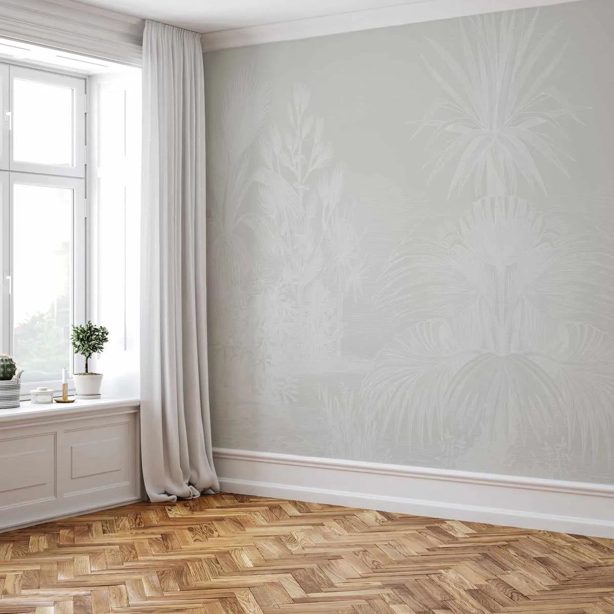 Vintage Tropics in Neutral Wallpaper Mural
