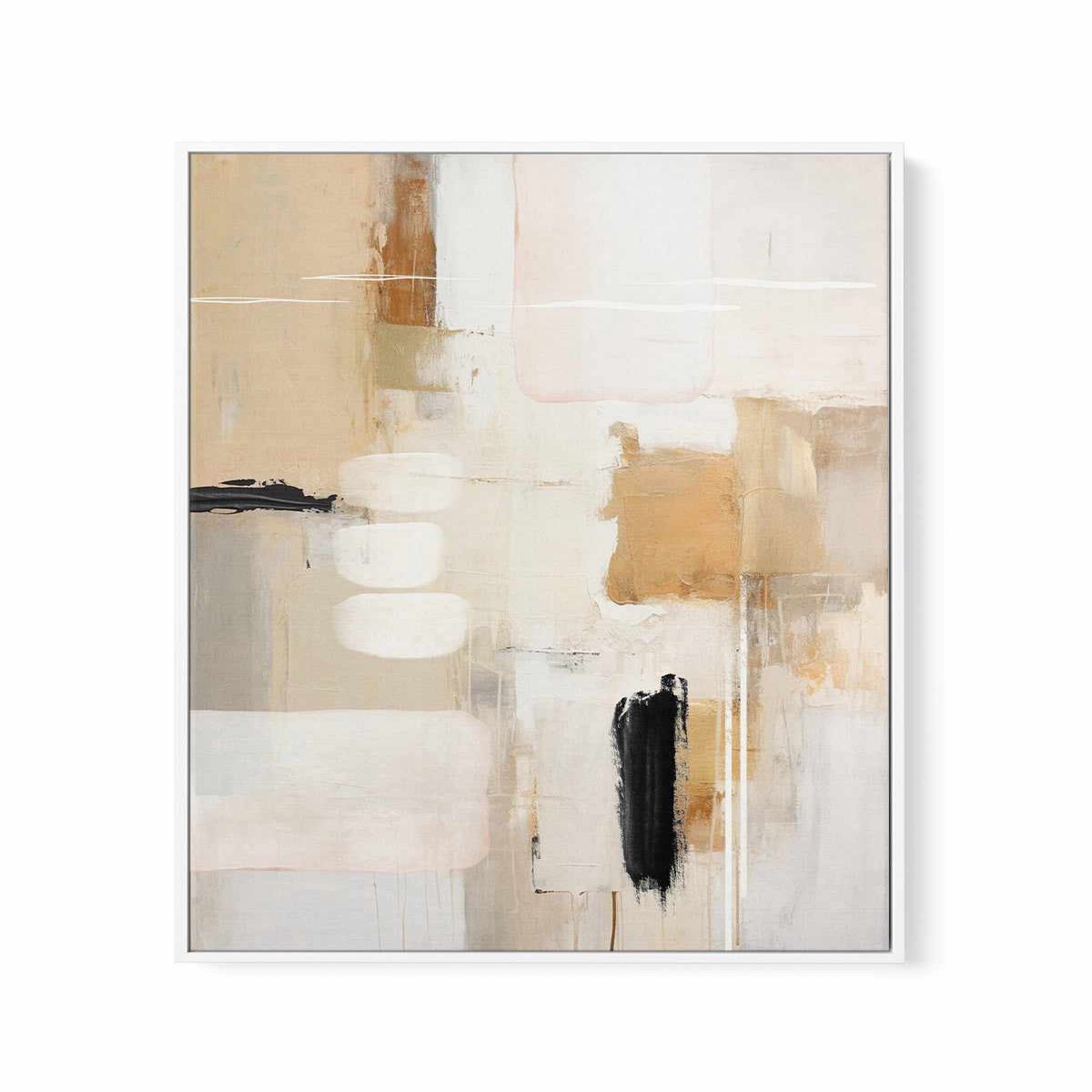 Abstract In Beige 2 By Sally Ann Moss Framed Canvas Art Print