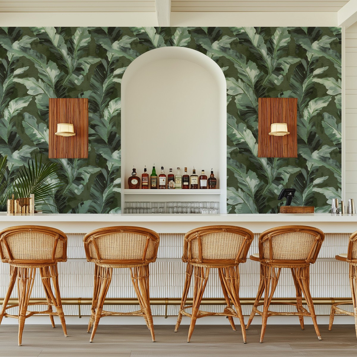 Havana Haze in Khaki Green Commercial Vinyl Wallpaper