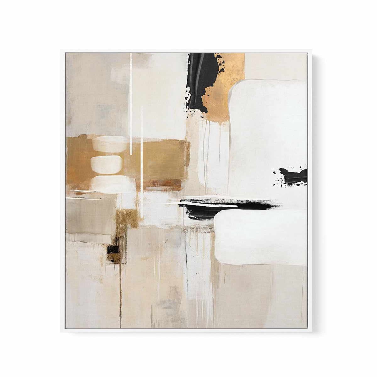Abstract In Beige 3 By Sally Ann Moss Framed Canvas Art Print