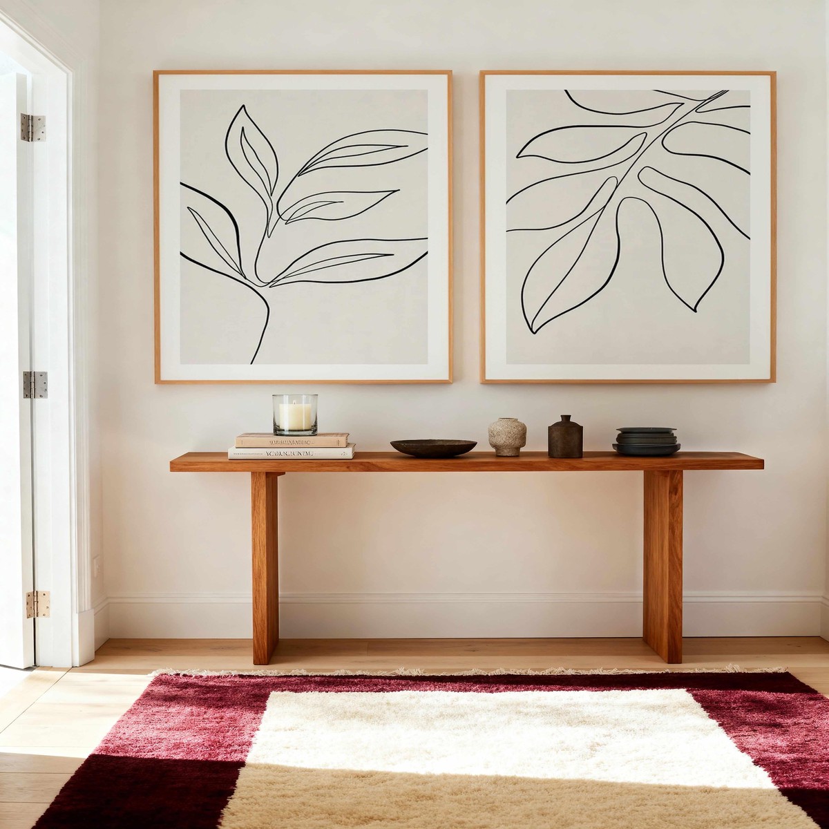Leaf Line Art I II Art Print Set of 2 Matching Wall Art