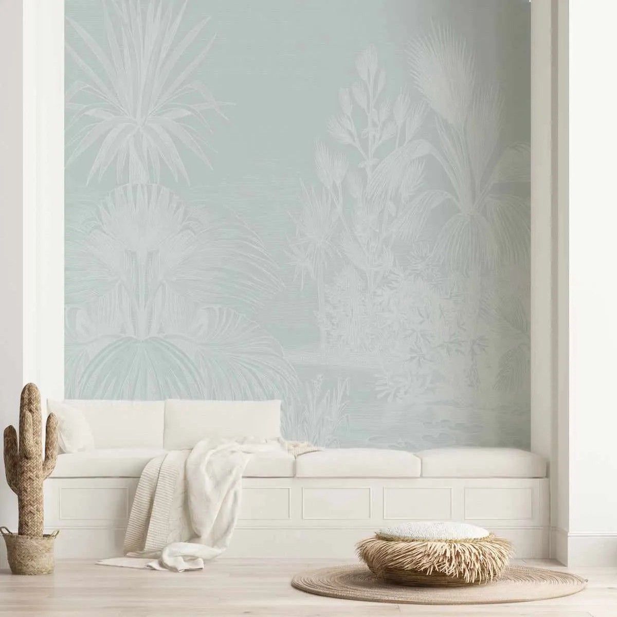 Vintage Tropics in Hamptons Blue Wallpaper Mural