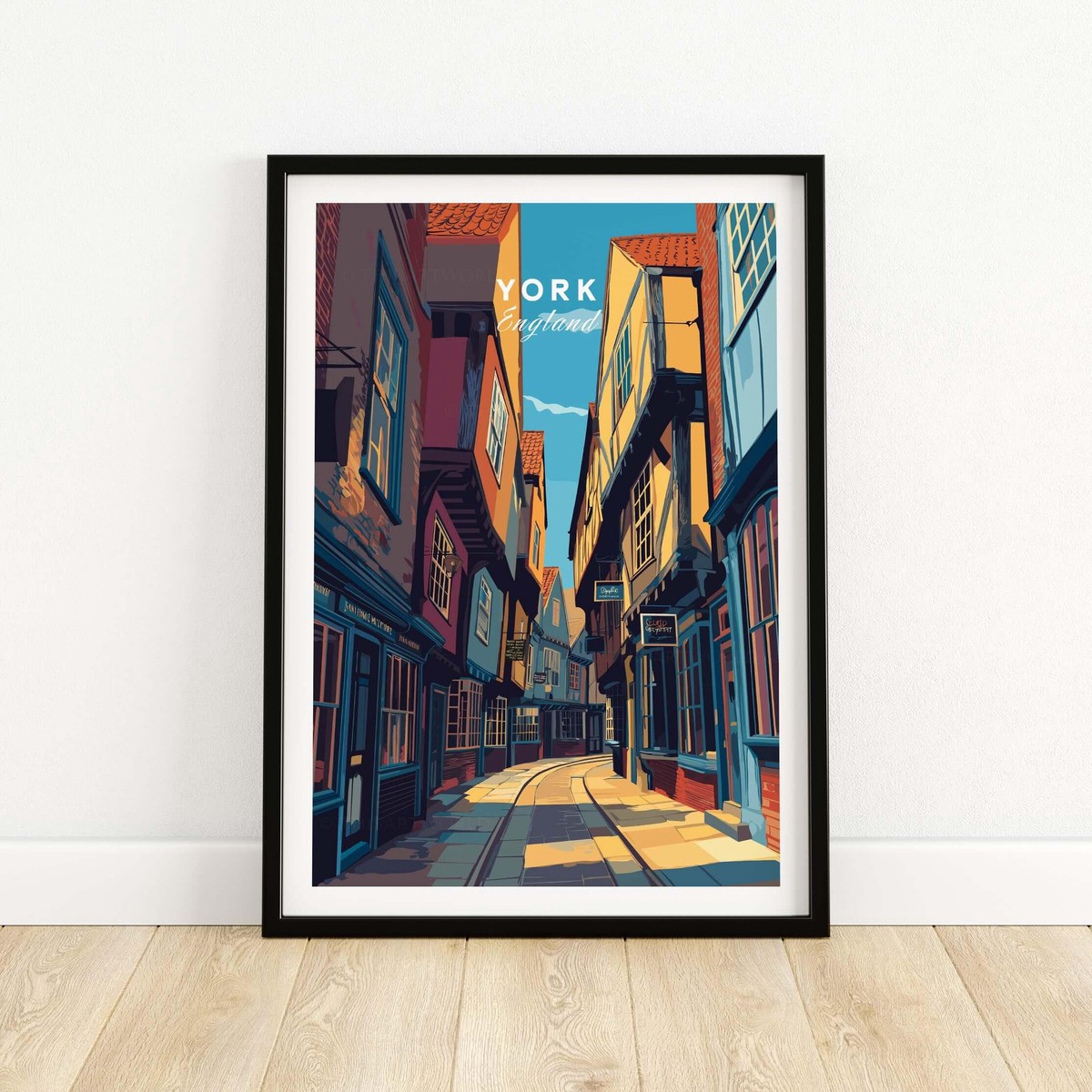 York England Ancient Shambles Lane Poster - Classic English City Art