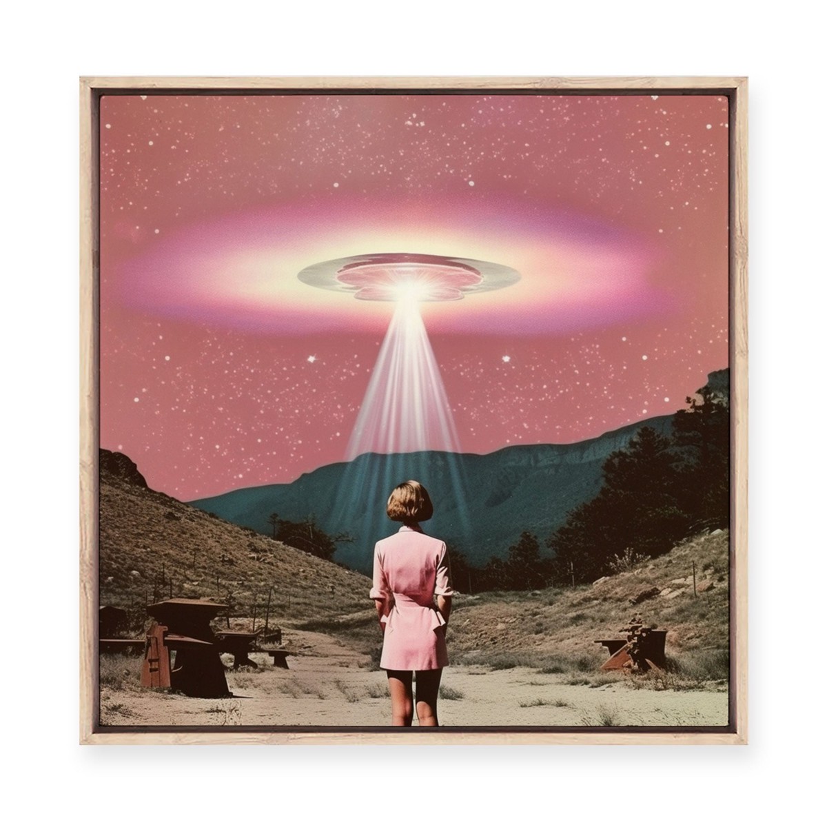Beam me up Barbie Framed Canvas