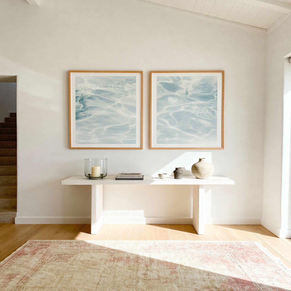 Hamptons Pool View I II Art Print Set of 2 Matching Wall Art