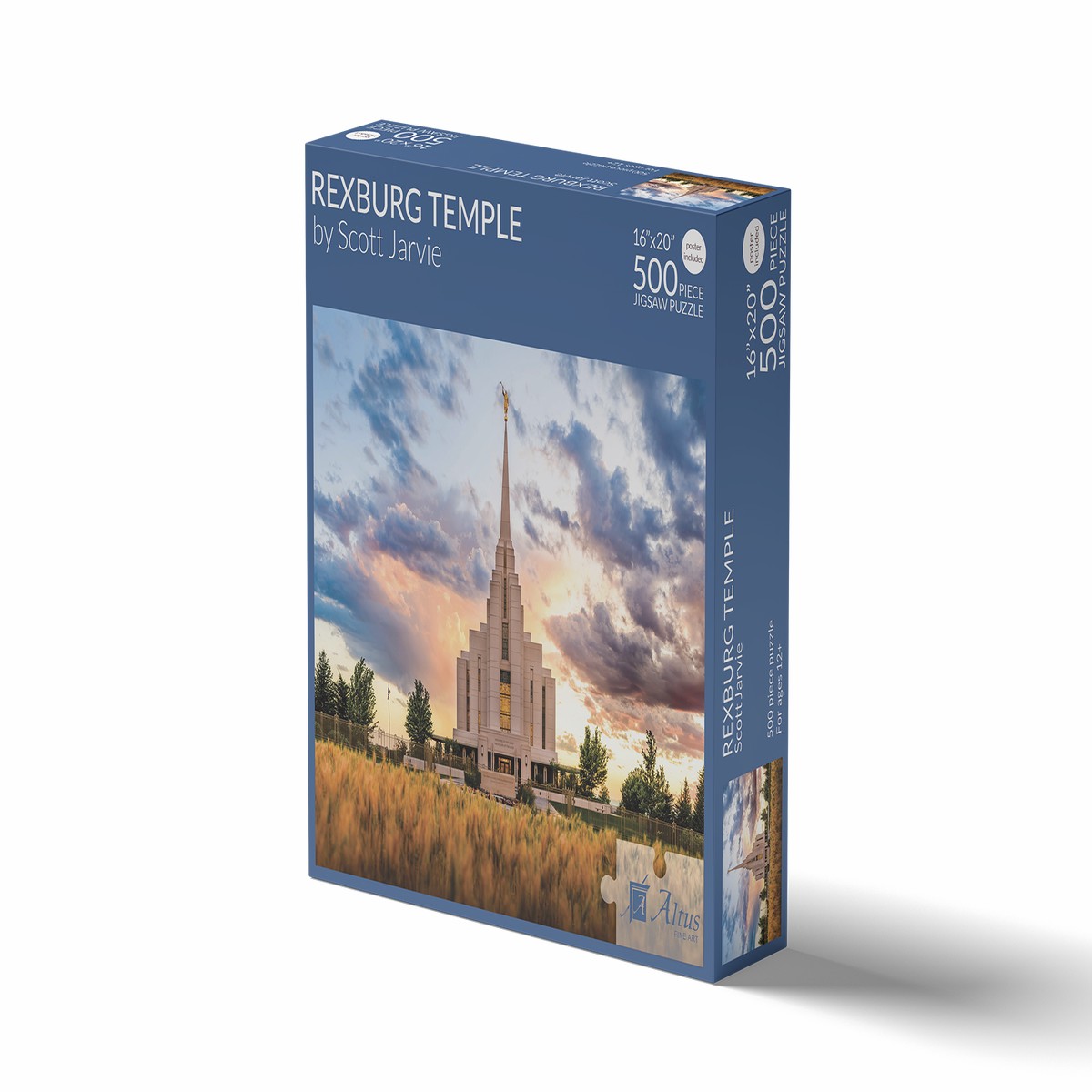 Rexburg Temple - Fiery Sunset 500 Piece Puzzle