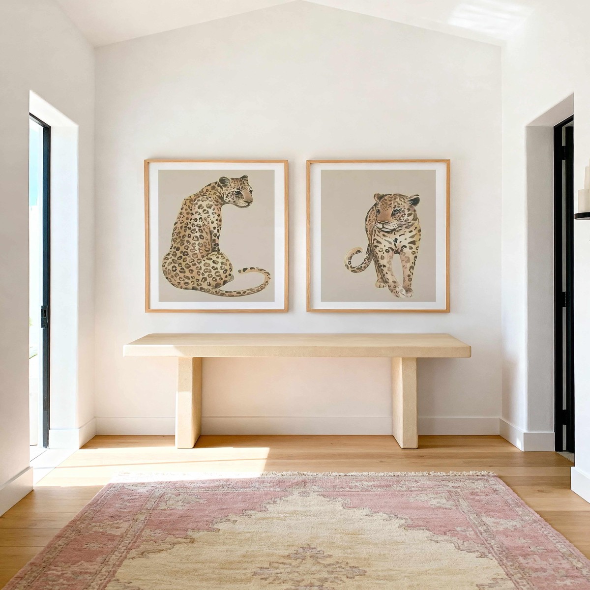 Leopard in Watercolour I II Art Print Set of 2 Matching Wall Art