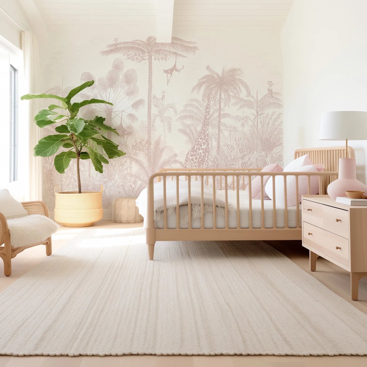 Vintage Jungle in Dusty Pink Wallpaper Mural