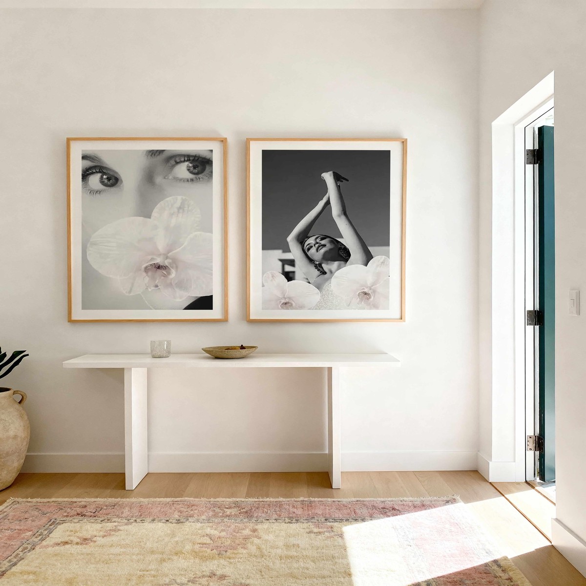 Orchids Girl I II Art Print Set of 2 Matching Wall Art