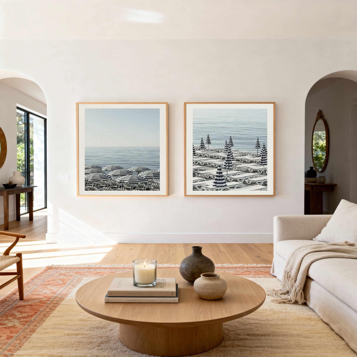 Riviera Parasols I II Art Print Set of 2 Matching Wall Art