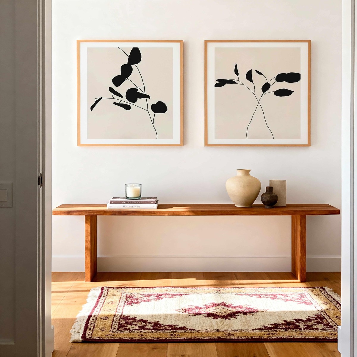 Leaf Silhouette I II Art Print Set of 2 Matching Wall Art