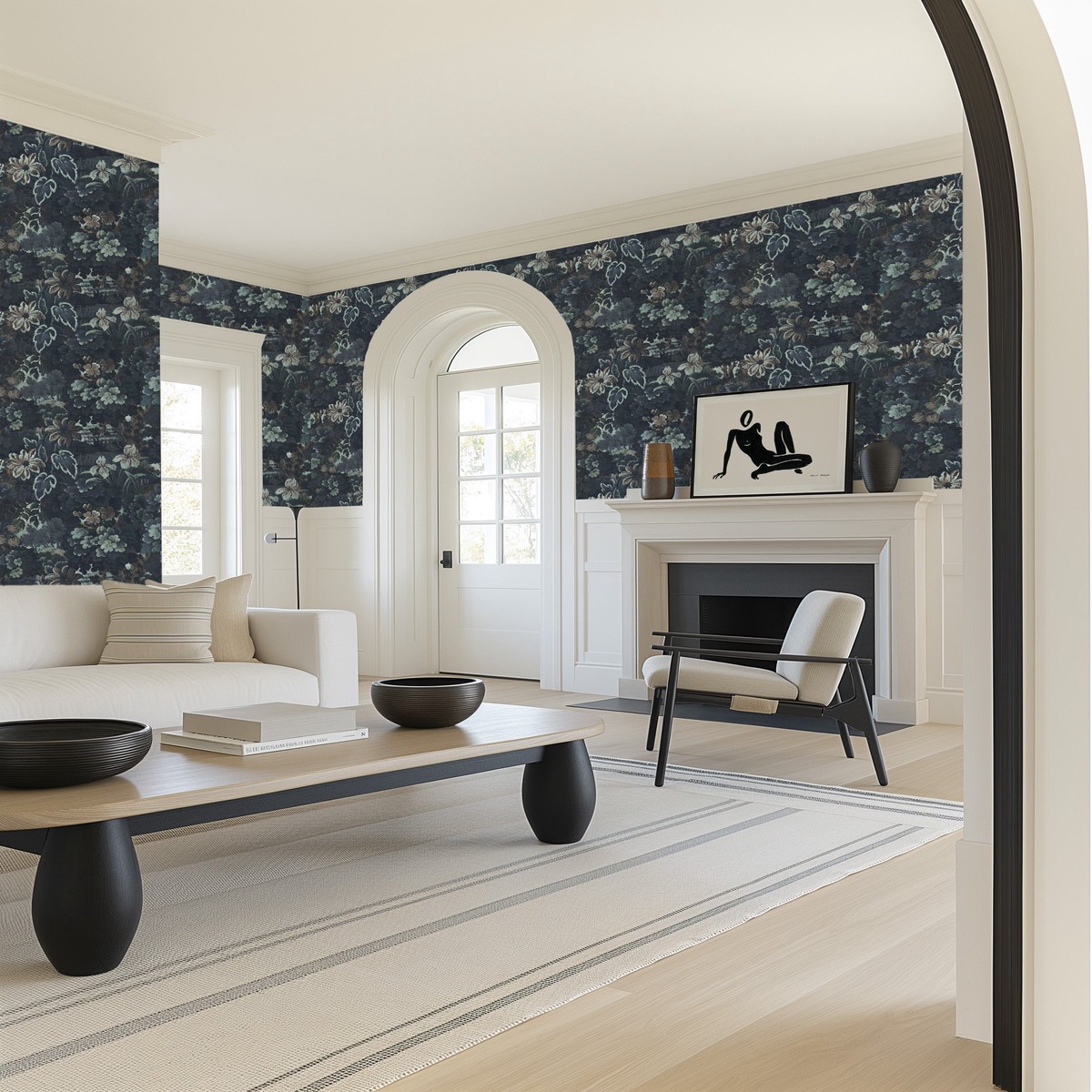 Vintage Tapestry Botanica in Navy Blue Wallpaper