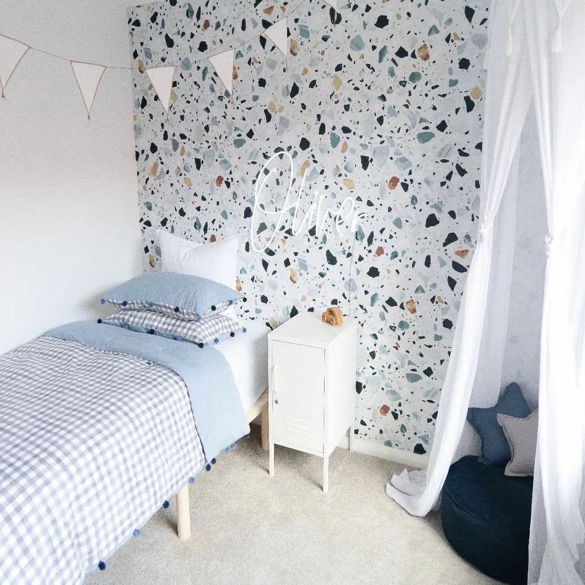 Blue Terrazzo Stone Wallpaper
