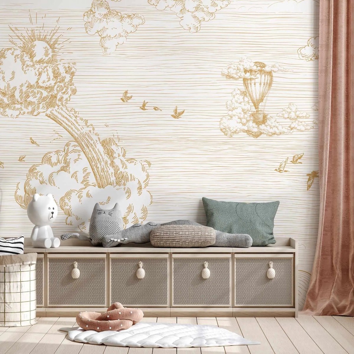 Vintage Sky In Gold Wallpaper Mural