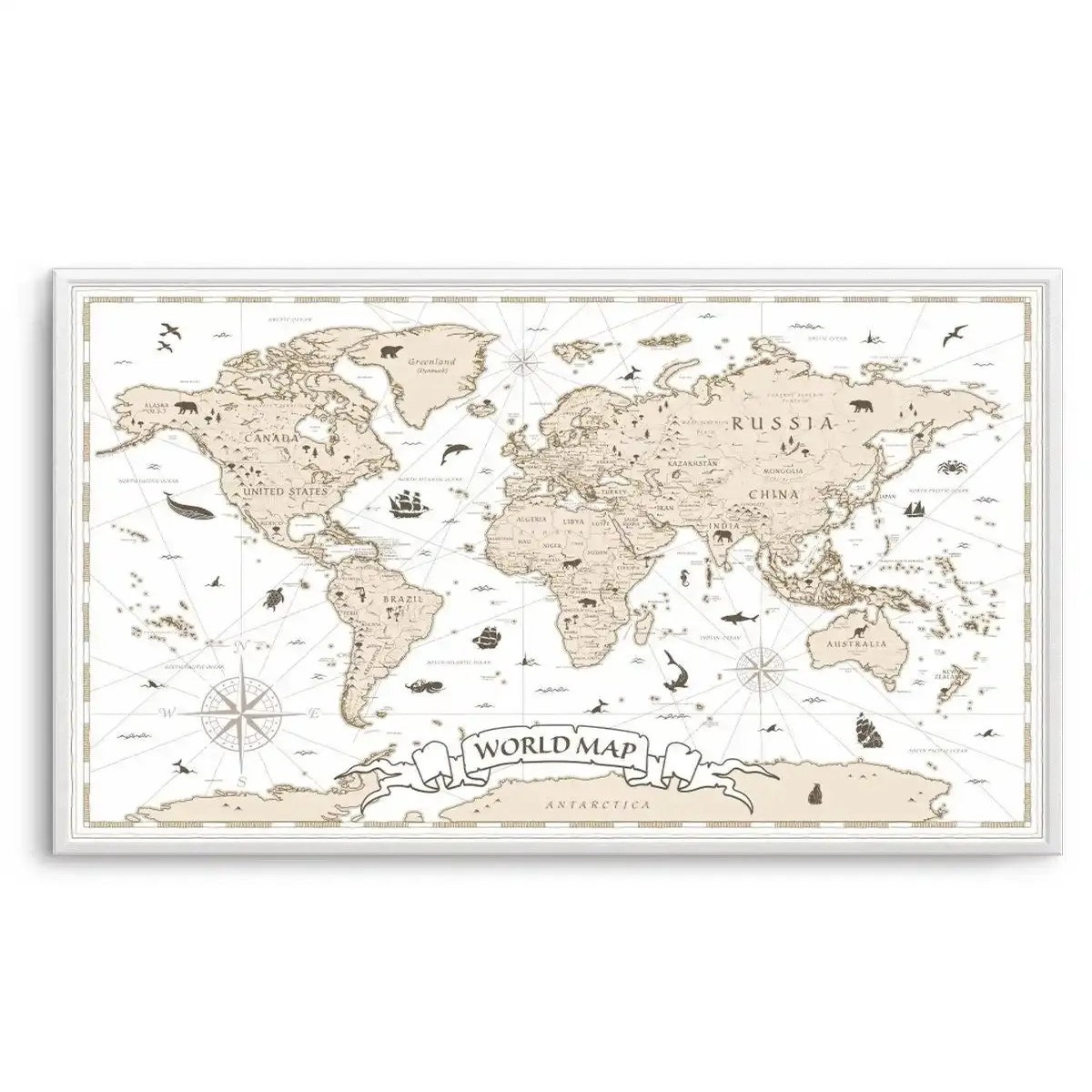 World Map Beige Art Print