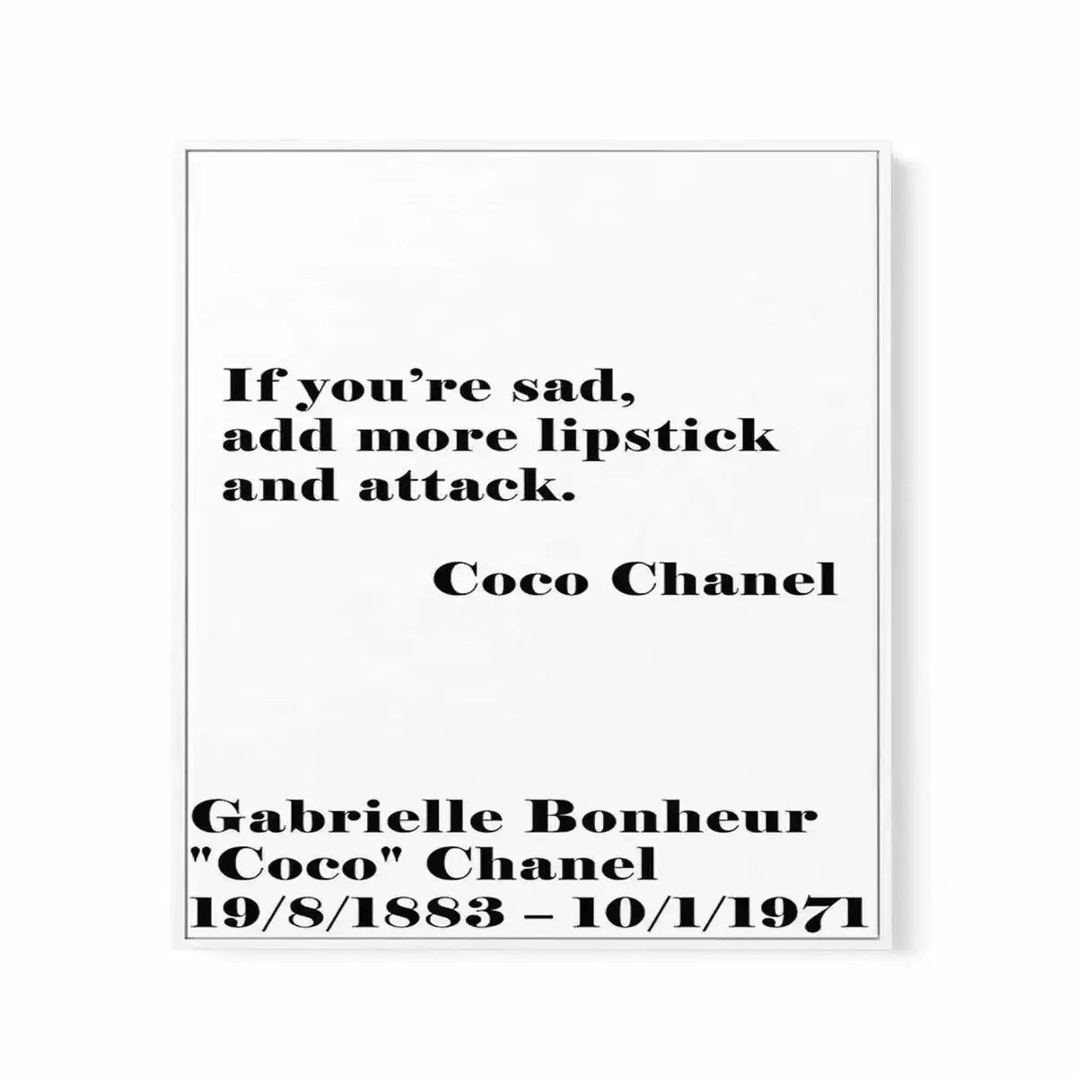 Add More Lipstick - Coco Chanel Framed Canvas
