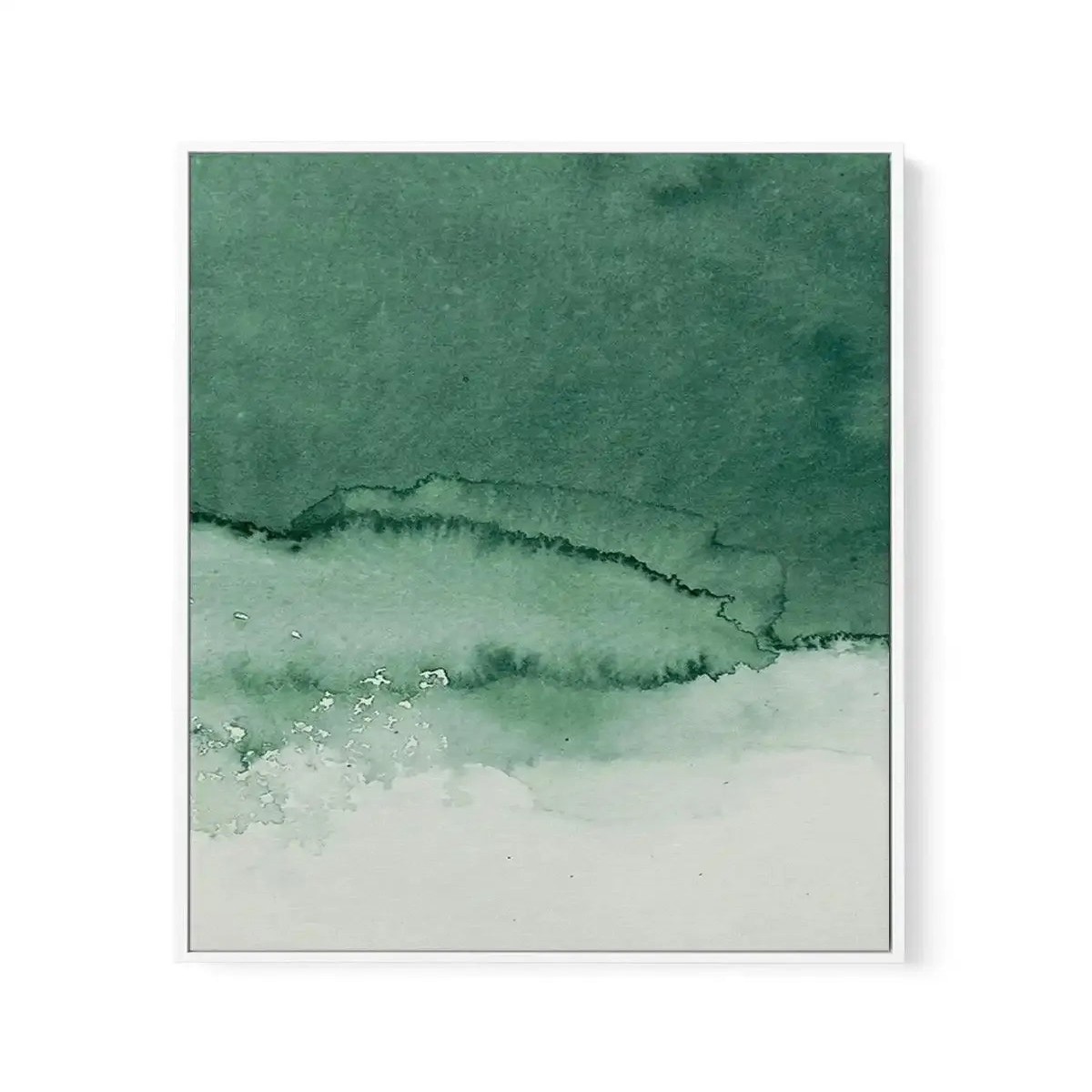 Abstract Green Watercolour III Framed Canvas Art Print