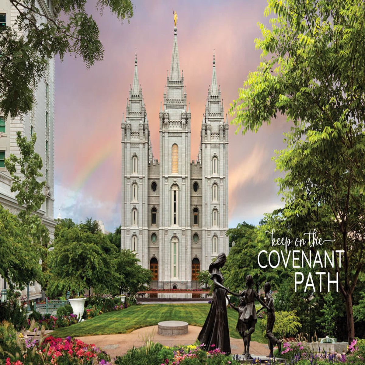 Salt Lake Temple - Spring Statue 12x18 repositionable poster