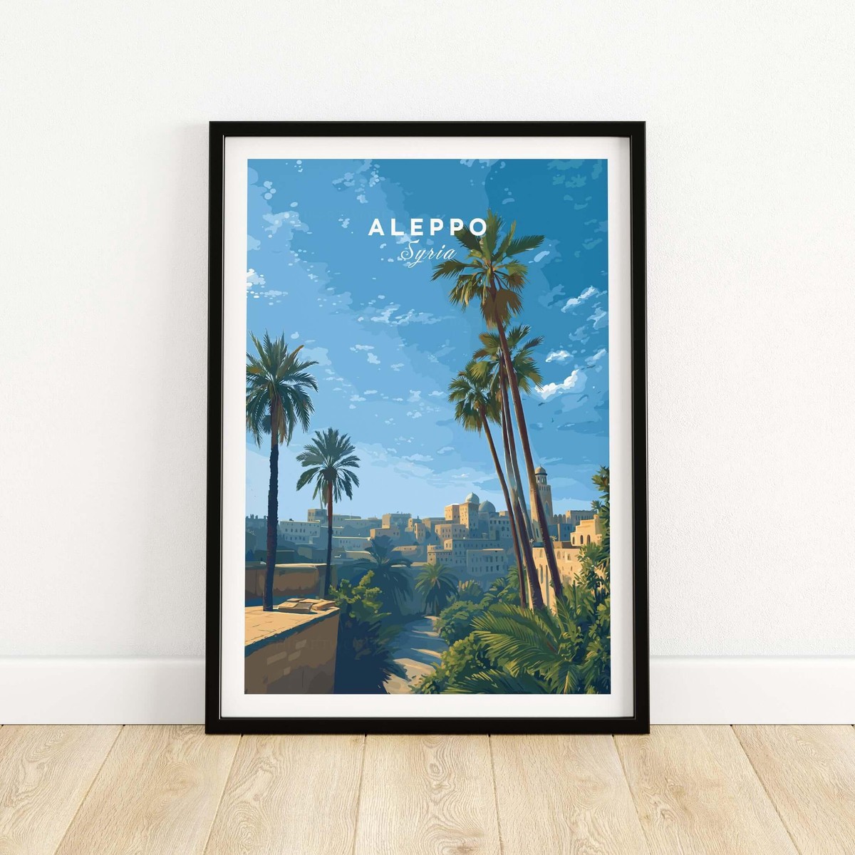 Aleppo Skyline Poster - Syrian Sunset Wall Art - Ancient City Print - Minimalist Travel Decor