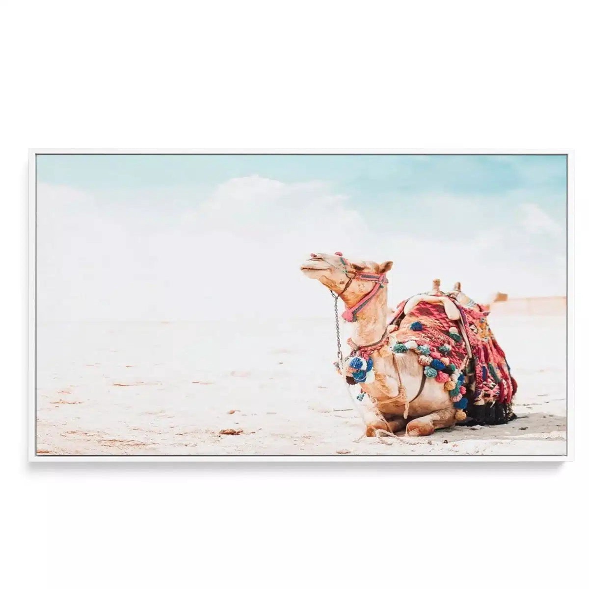 SALE 100x130 Bohemian Camel LS White Framed Canvas Art