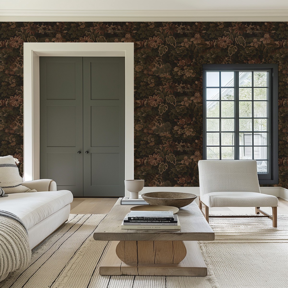 Vintage Tapestry Botanica in Moody Brown Wallpaper