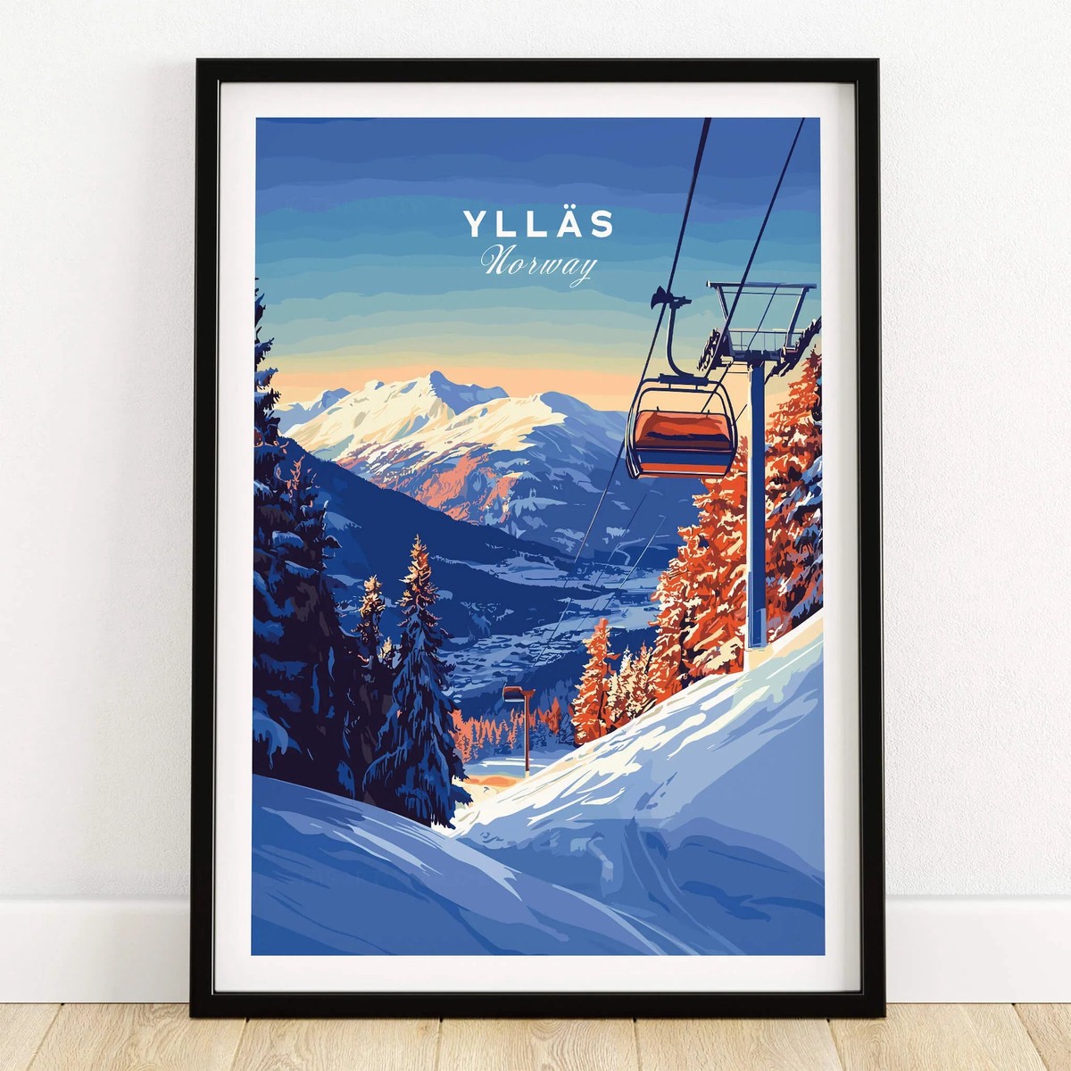 Ylls Ski Lift Poster Norway Winter Travel Art