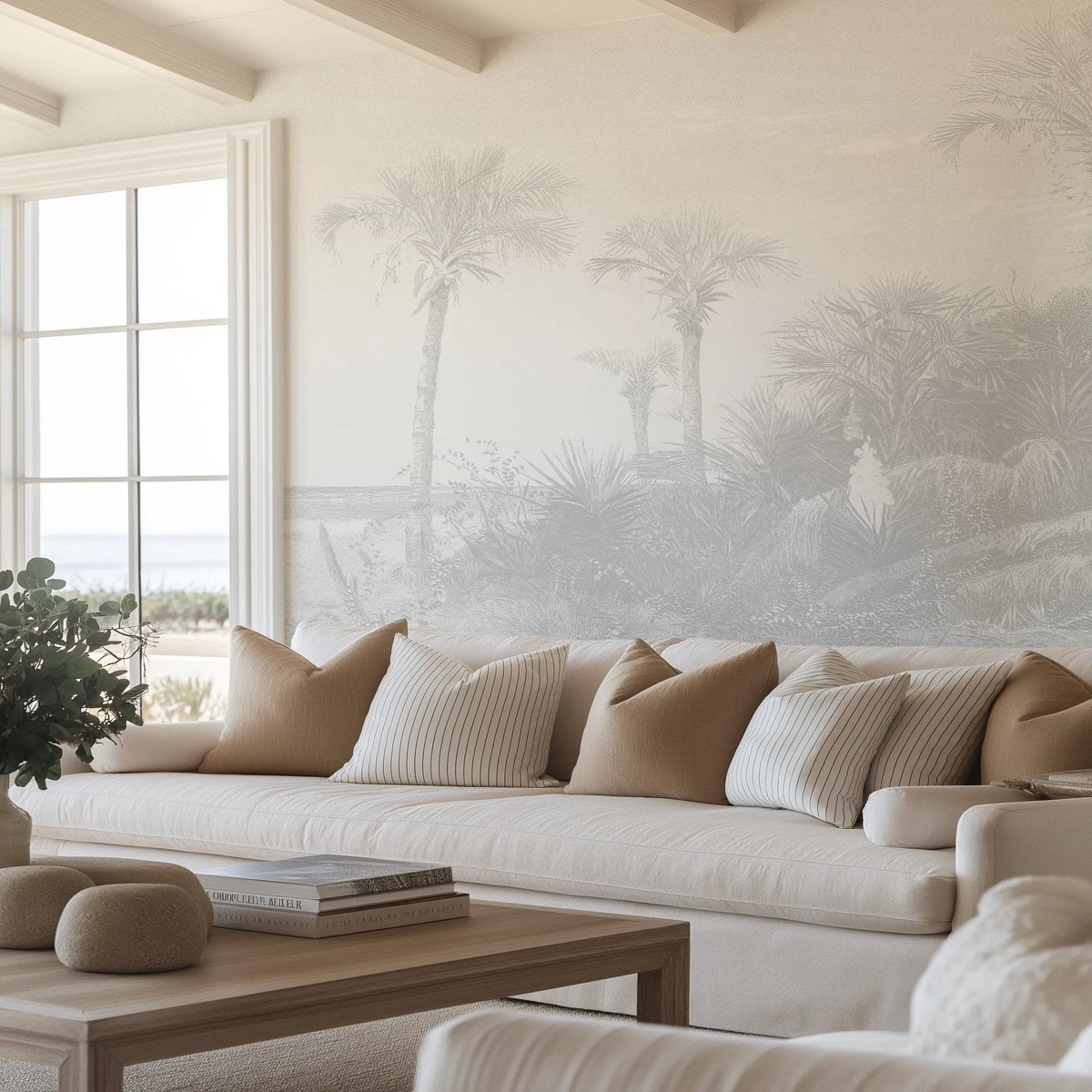 Vintage Coastal Palm Wallpaper Mural