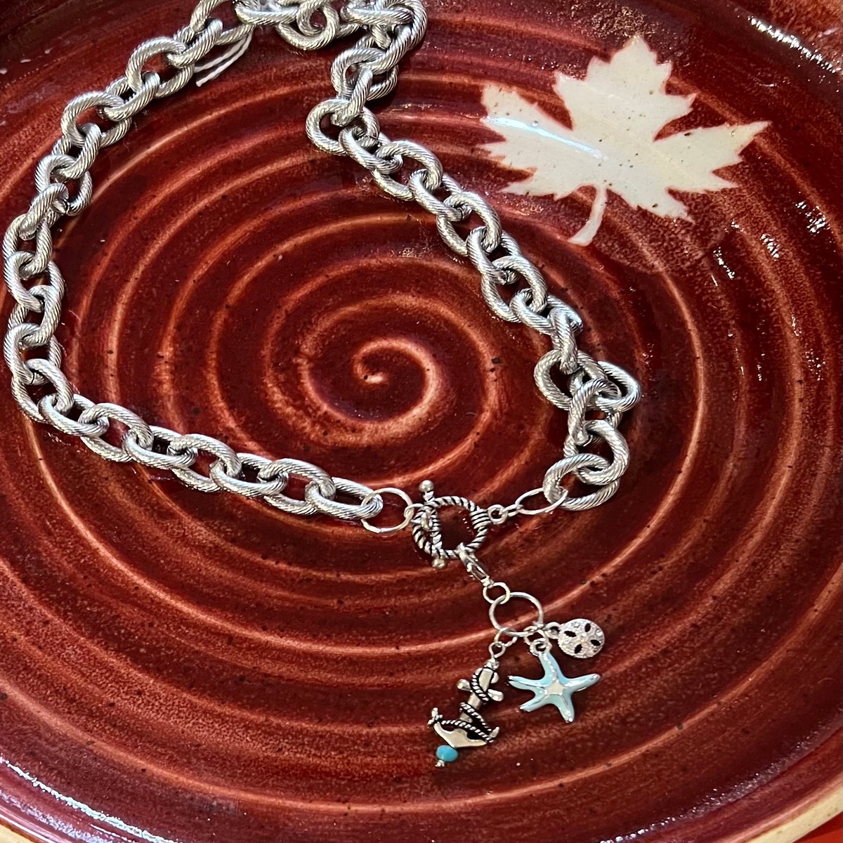 Nautical Chunky Chain Necklace with Charms by Rebecca Coutlee