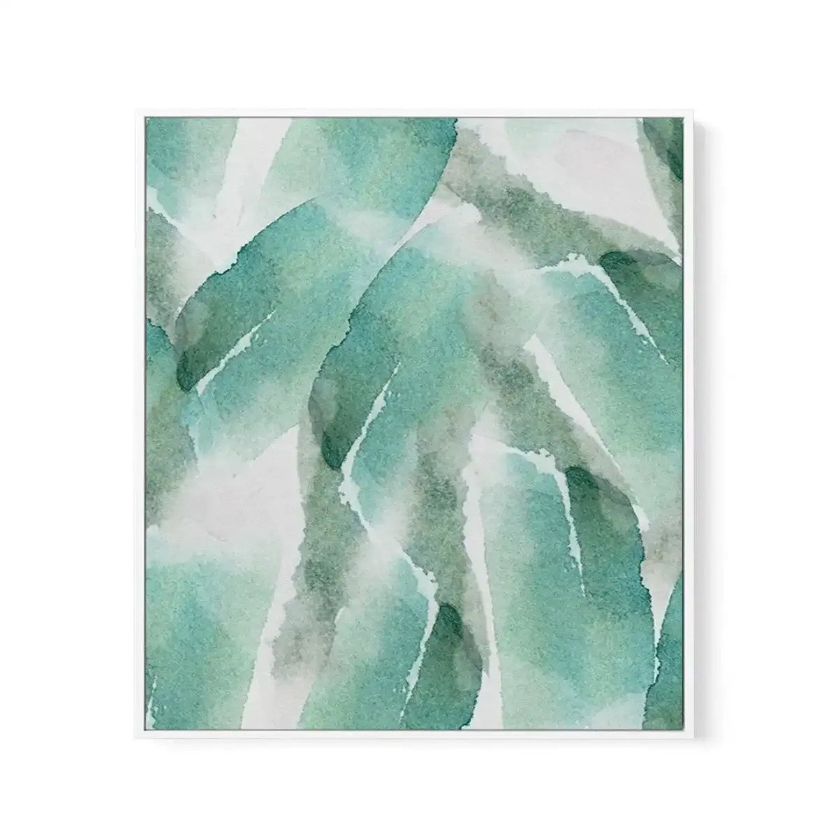 Abstract Green Watercolour IV Framed Canvas Art Print