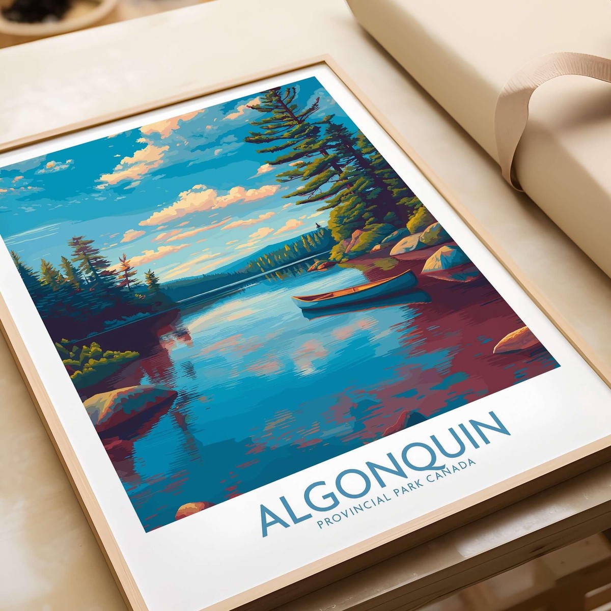 Algonquin Provincial Park Lake Canoe Art Print Canada Wilderness Poster